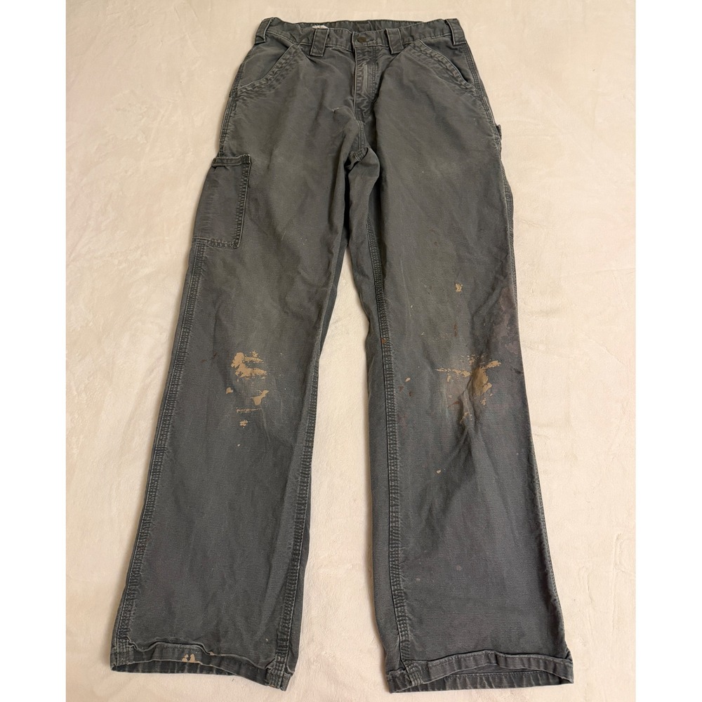 Carhartt B151 FAT Gray Canvas Carpenter Work Pants 31x31 Distressed Thrashed